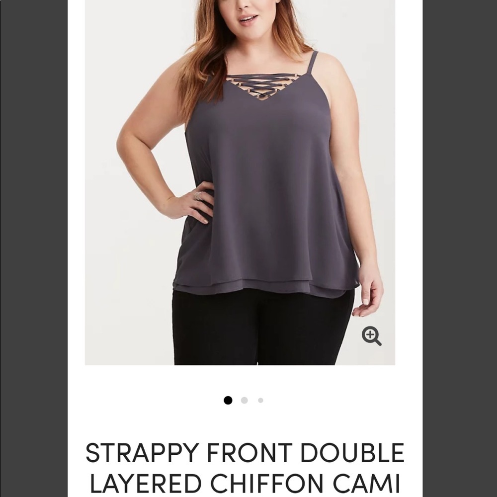 Strappy front double layer chiffon cami